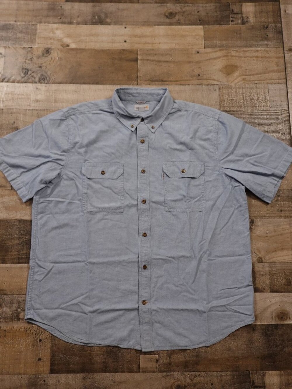 Carhartt Relaxed Fit Button-Up Shirt Men’s 2XL Blue Workwear Short Sleeve